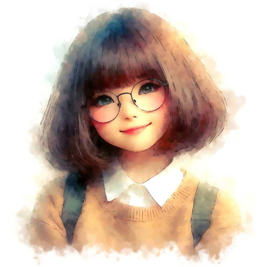 Watercolor,Artistic,Image,Of,Anime,Style, ,Cute,Girl,With