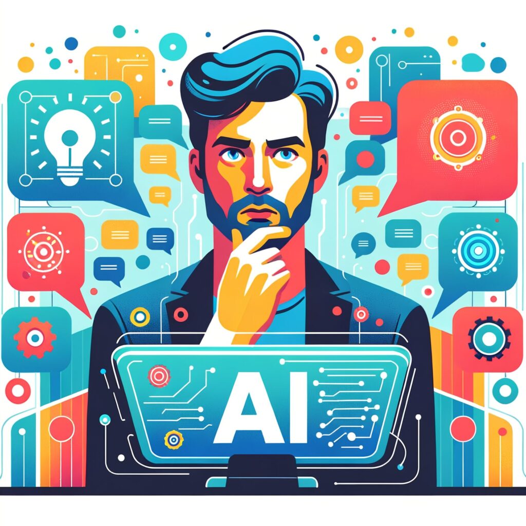 Flat,Design,Vector style,Image,Of,Man,Curious,About,What,Ai
