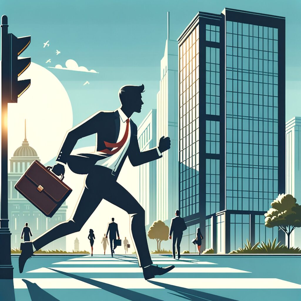 Flat,Design,Vector style,Of,Businessman,Running,To,Office