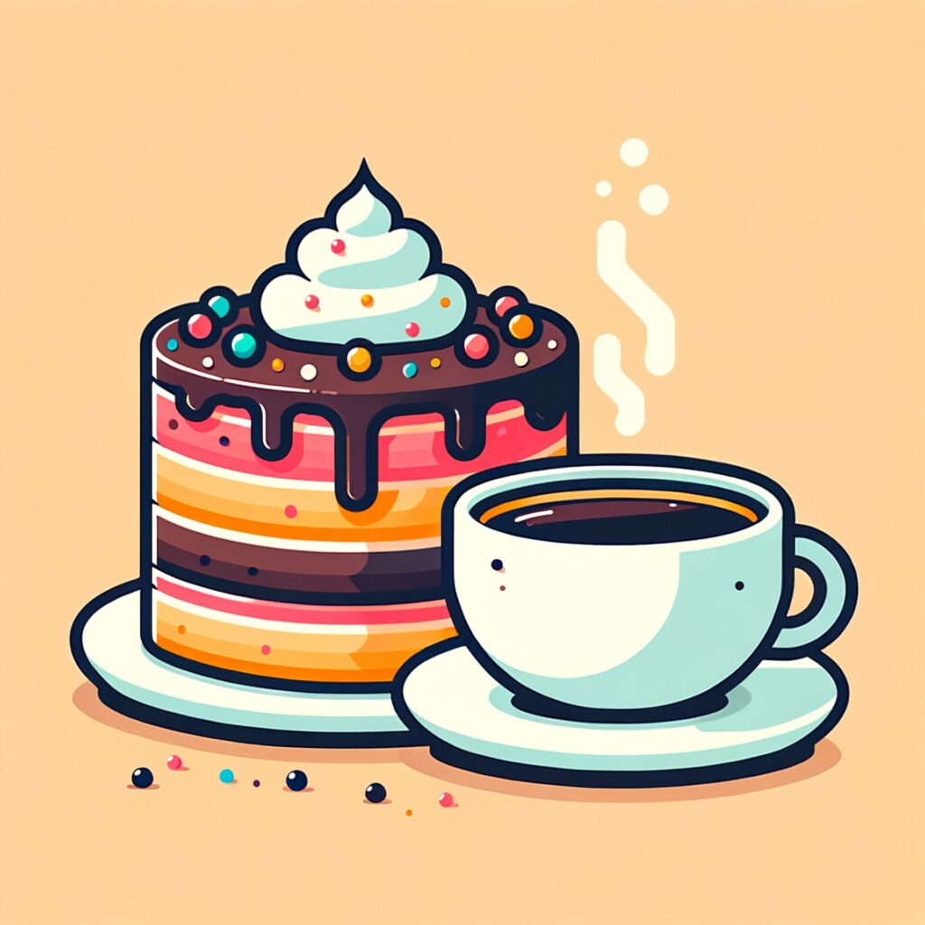 Flat,Design,Vector style,Of,Cake,And,Coffee