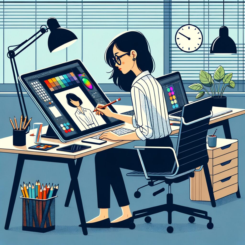 Flat,Design,Vector style,Of,Business,Office,With,Creative,Worker