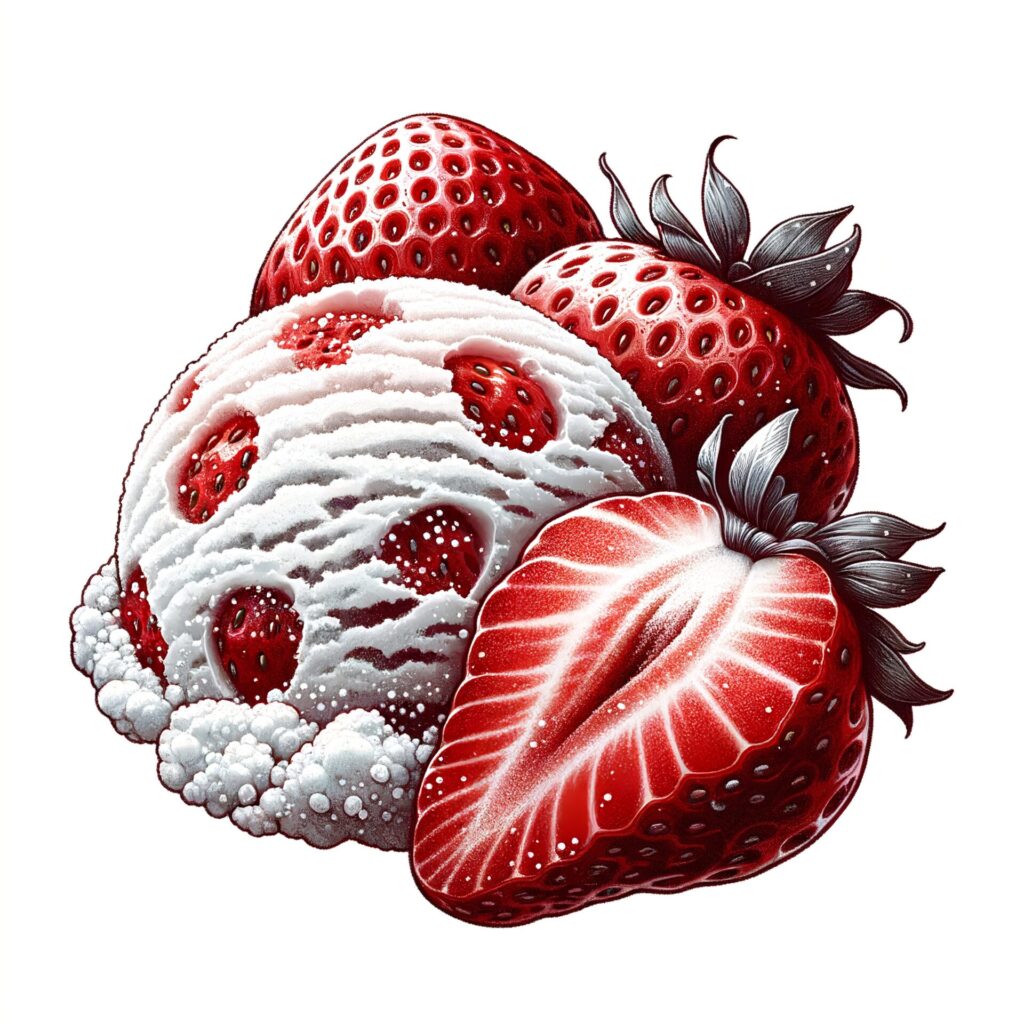 Strawberries,Ice,Cream,Isolate,On,White,Background.