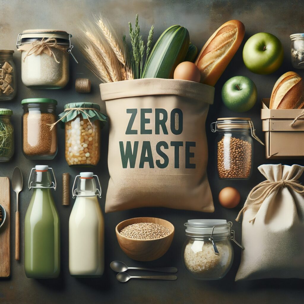 Set,Of,Food,Package,With,Zero,Waste,Text