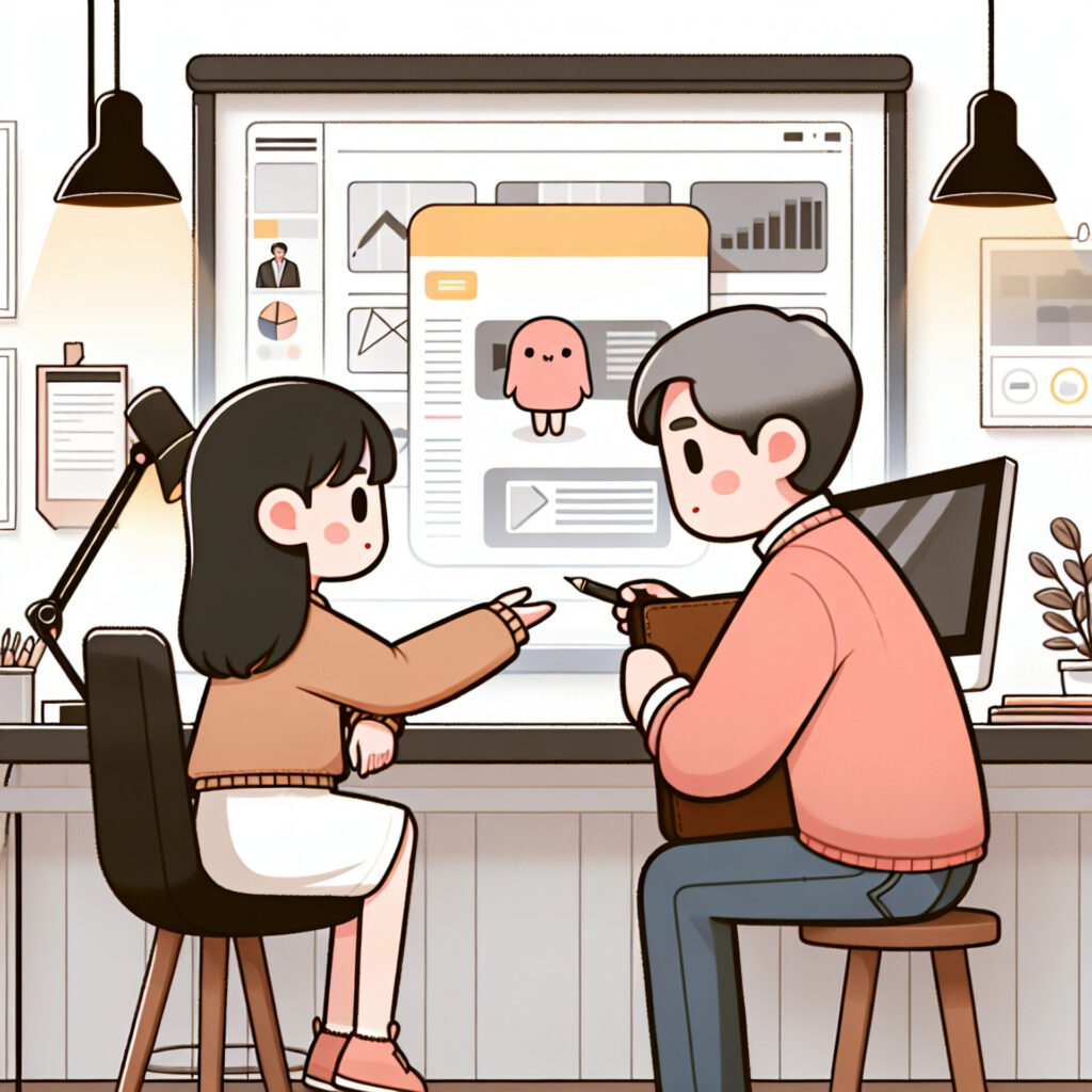 Cute,Sticker,Vector style,Image,Of,Asian,Artist,Taking,Brief,From