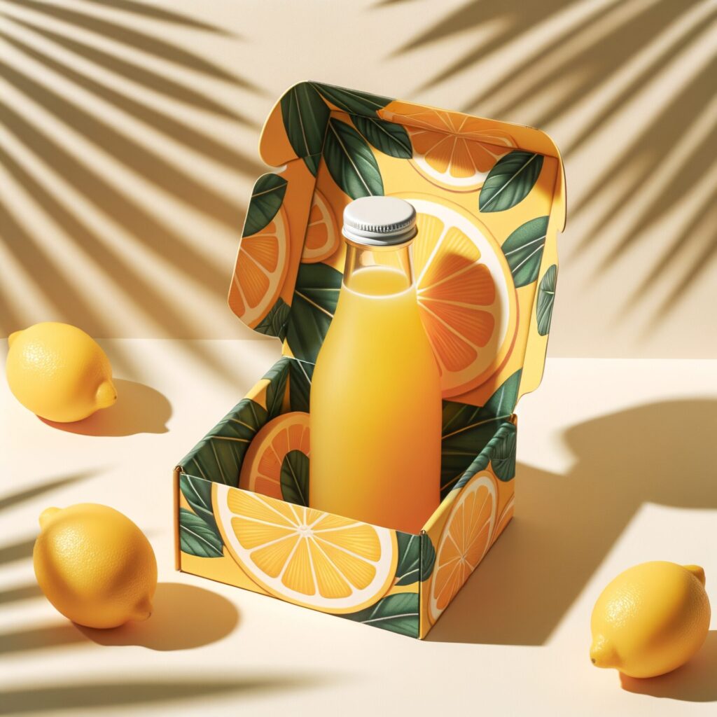Summer,Product,Photo,Of,Orange,Juice,Bottle,Inside,Lemon,Box