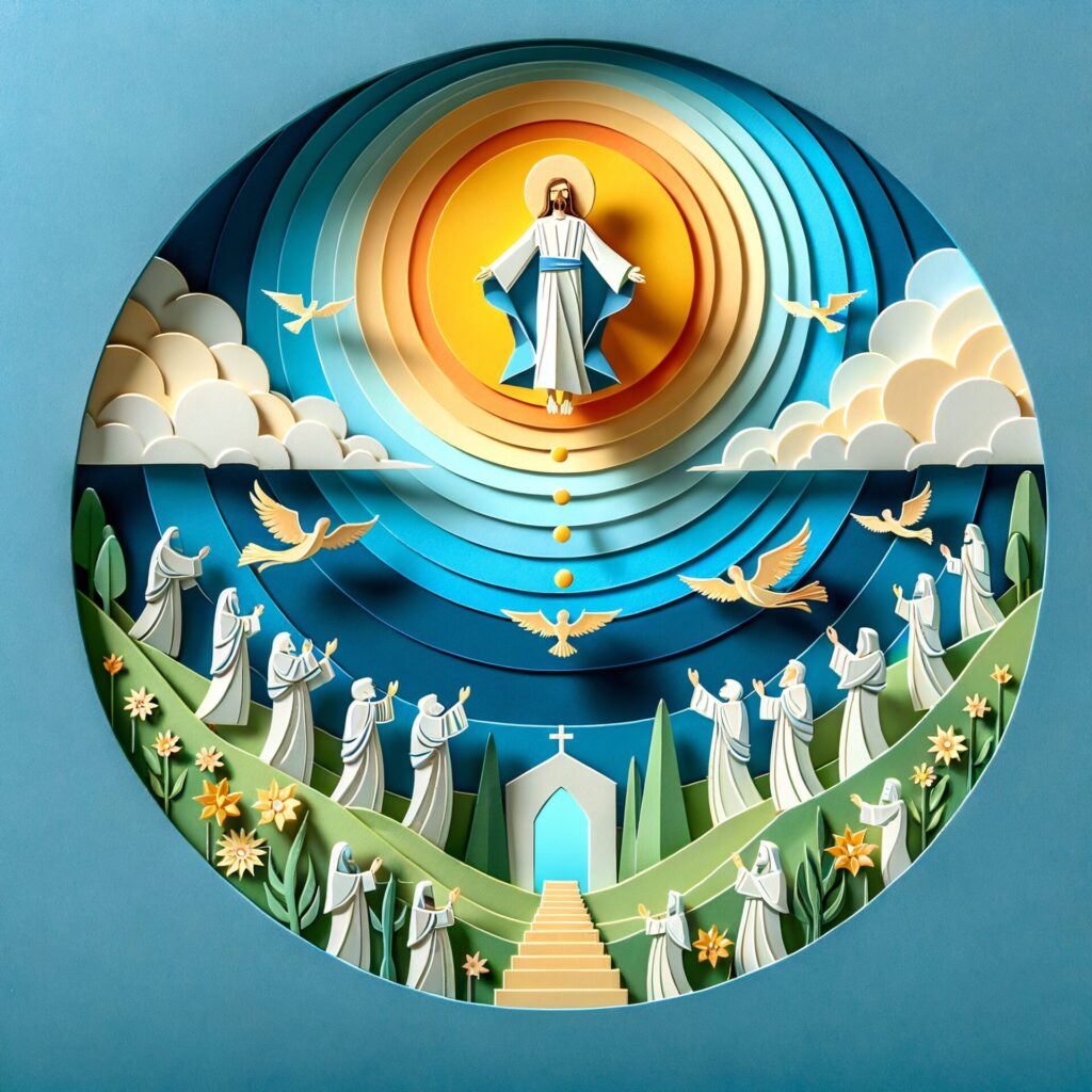 Papercraft,Vector style,Image,Of,Ascension,Day,Of,Jesus,Christ