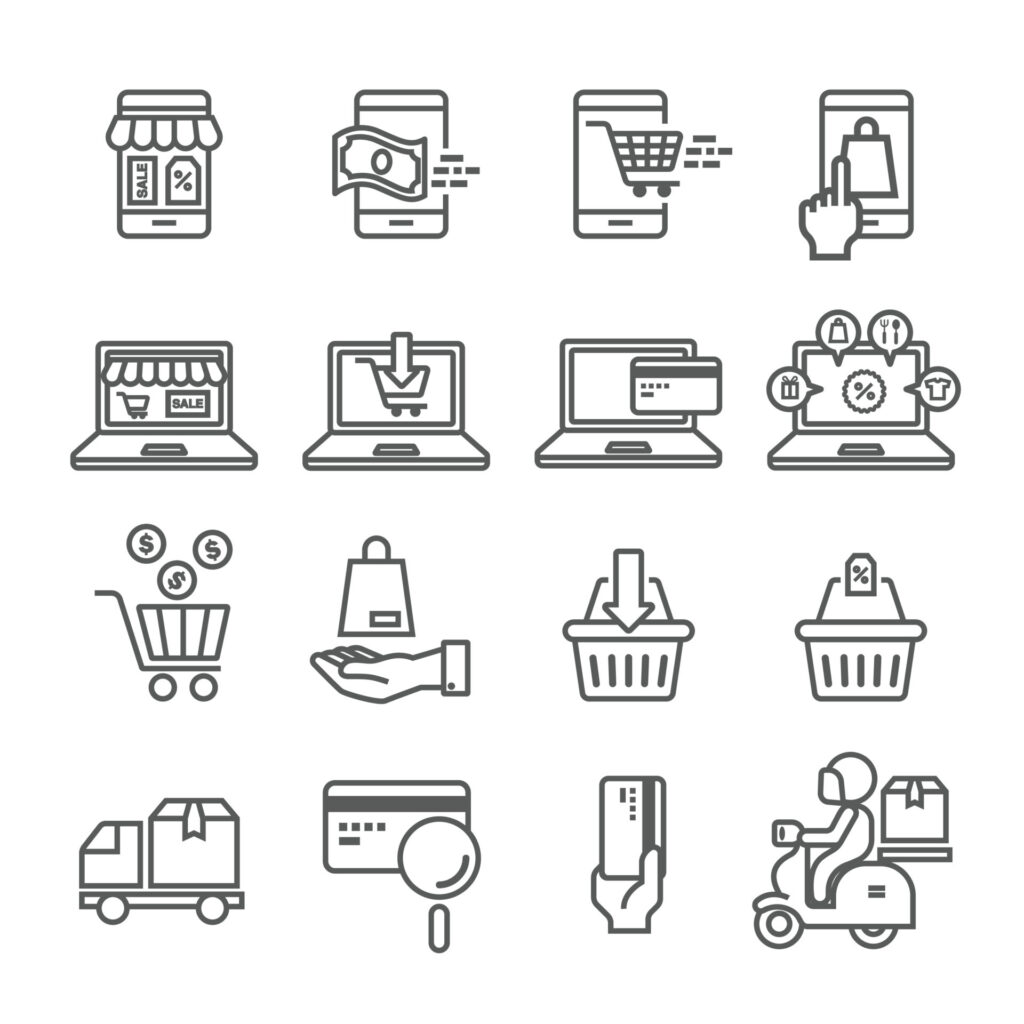 Shopping,Online,Flat,Icon,Set