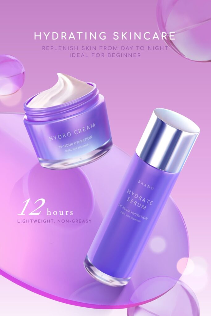 Purple,Cosmetic,Product,Ad,Template.,3d,Illustration,Of,Jar,And