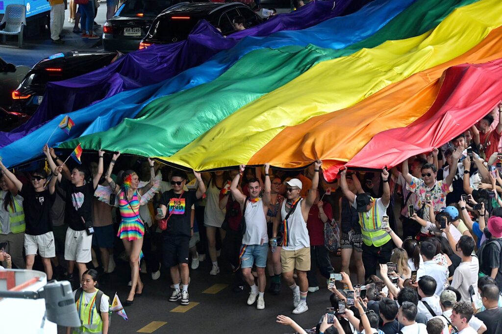 Bangkok,,Thailand, ,June,1,2024:,Rainbow,Flag,Bearers,Leading