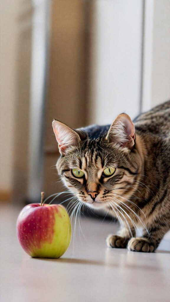 Cat,Hunting,Apple,On,The,Floor