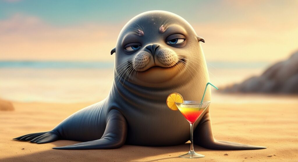 Animated,Character,3d,Image,Of,Sea,Lion,Relax,On,The