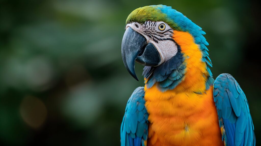 A,Close up,Portrait,Of,A,Macaw,Parrot,,Focusing,On,Its