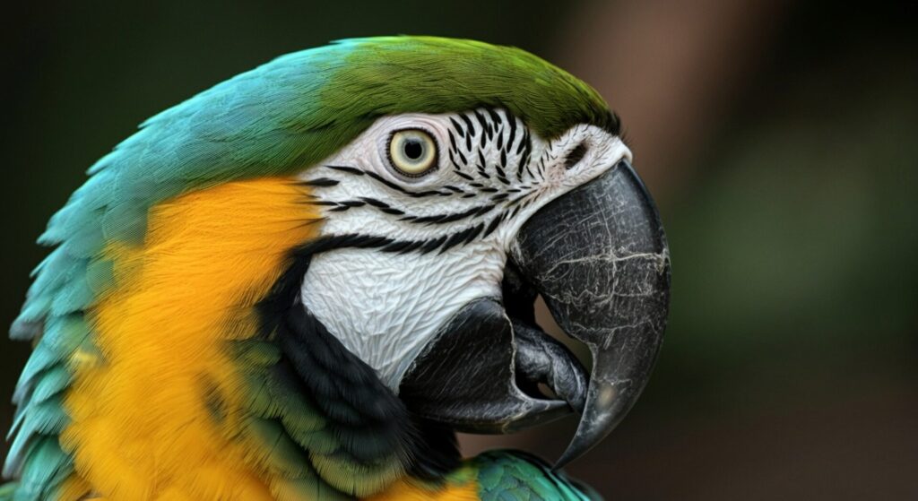 A,Close up,Portrait,Of,A,Macaw,Parrot,,Focusing,On,Its