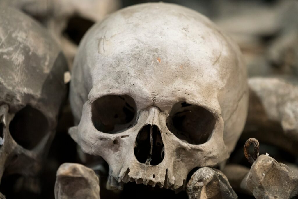 Skulls,On,Display,At,Sedlec,Ossuary,(aka,Bone,Church),,Unesco,