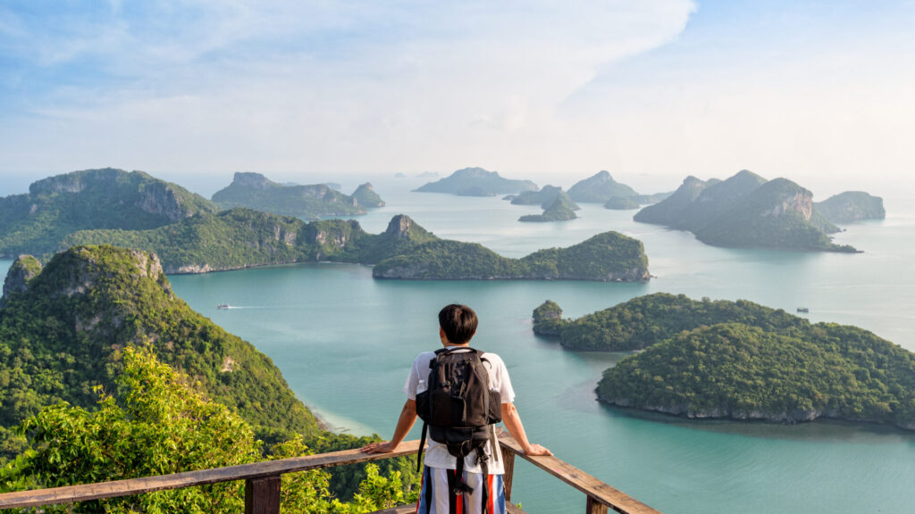 Backpack,Asian,Man,On,The,Mountain,See,View,Panorama,The