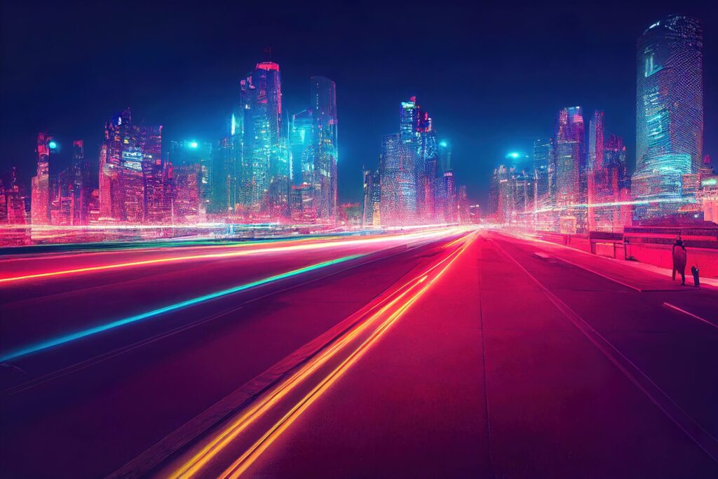 Abtract,Colorful,Futuristic,Night,City,Background,,Tokyo,,Neon,Signs,,Long