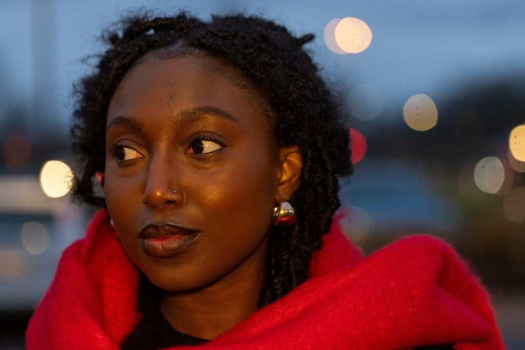 A,Close up,Portrait,Of,A,Thoughtful,Woman,Wrapped,In,A