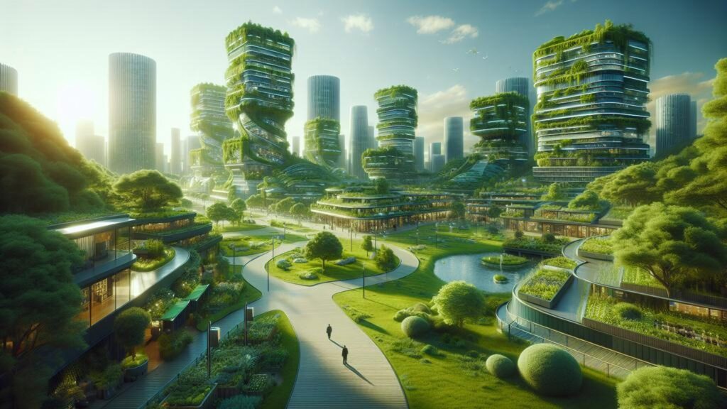 Outdoor,Photo,Of,A,Futurist,Ecological,Green,City