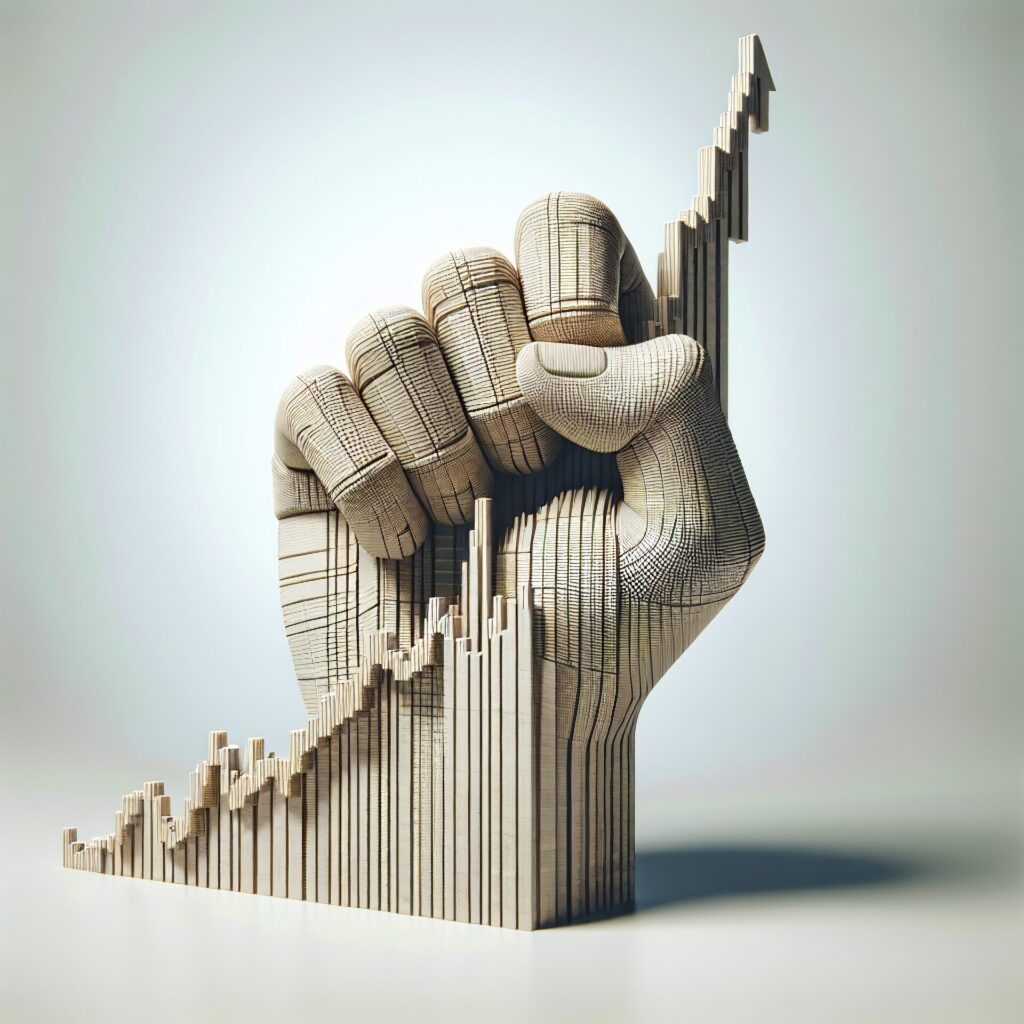 3d,Hand,Fist,Made,With,Investment,Graph,White,Background