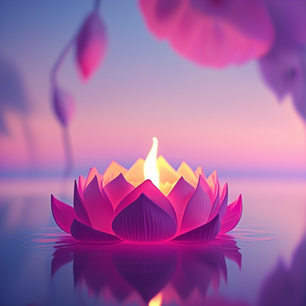 Dreamy,Pastel,Krathong,Scene,,Floating,Lotus,Flowers,,Soft,Pink,And