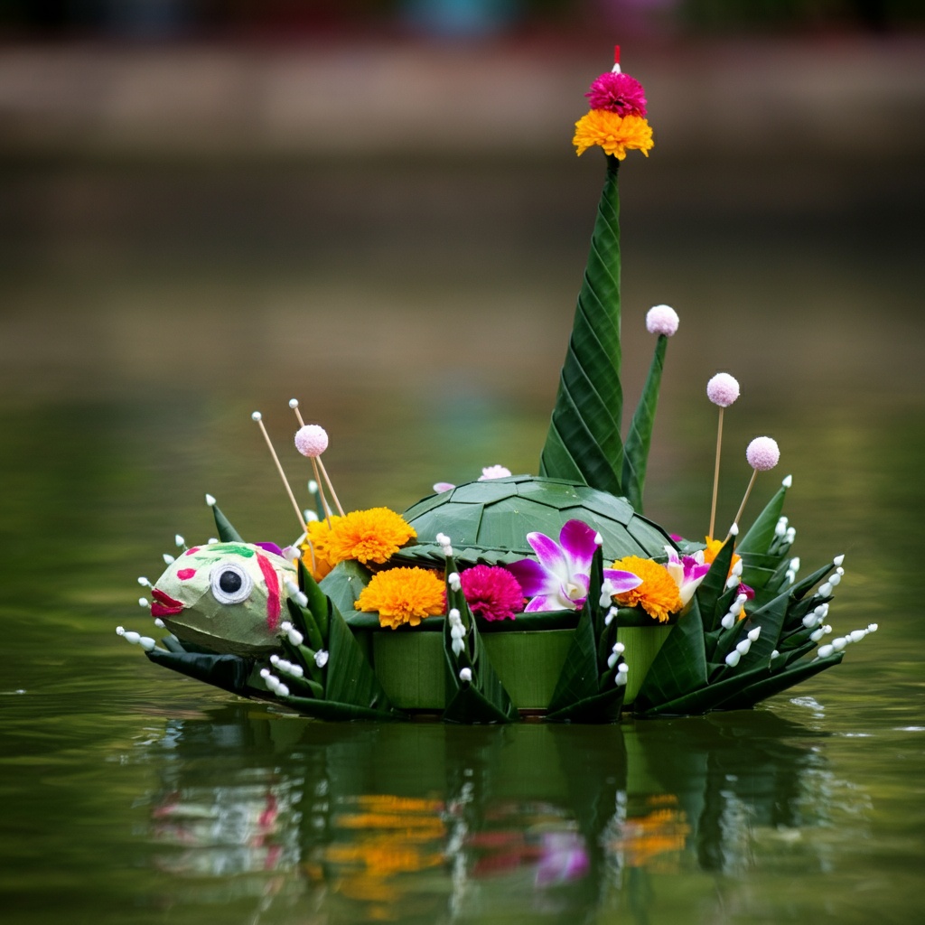 Krathong,Designed,In,The,Shape,Of,Aquatic,Animals,Like,Fish