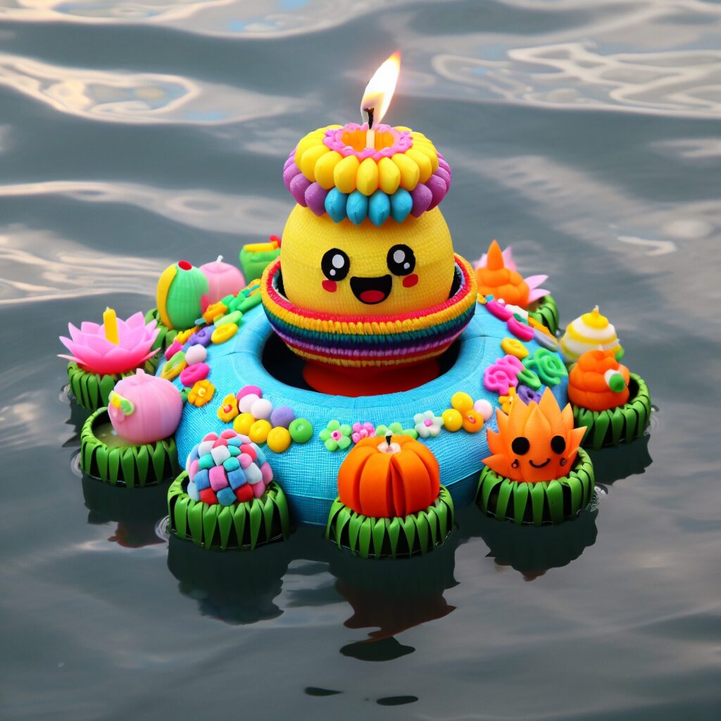 Kid friendly,Krathong,In,The,Shape,Of,A,Cartoon,Character,,Bright