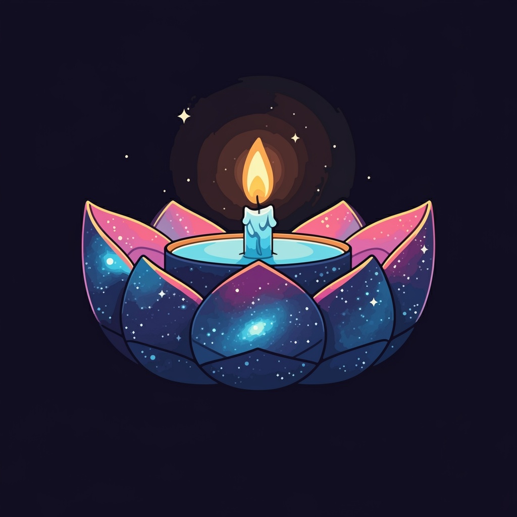 Cute,Sticker,Vector style,Image,Of,Cosmic themed,Krathong,,Decorated,With,Star