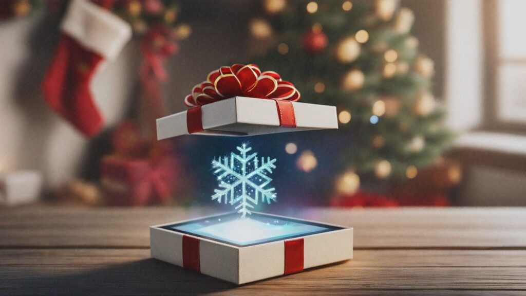 Christmas,Gift,Box,With,Ar,Digital,Hologram