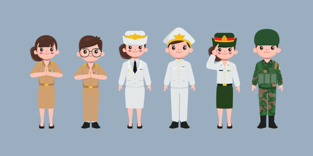 Thai,Teacher,,Air,Force,,Soldier,And,Government,Uniform,Character.,People