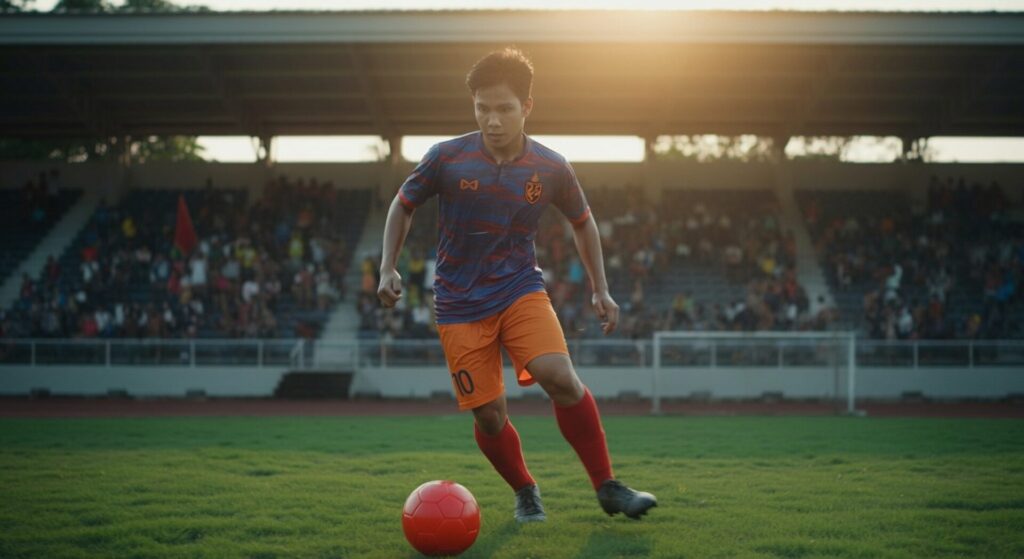 Cinematic,Scene, ,Thai,Asian,Soccer,Player,Playing,Football