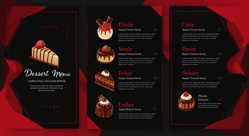 Dessert,Menu,In,Style,Of,Red,And,Black