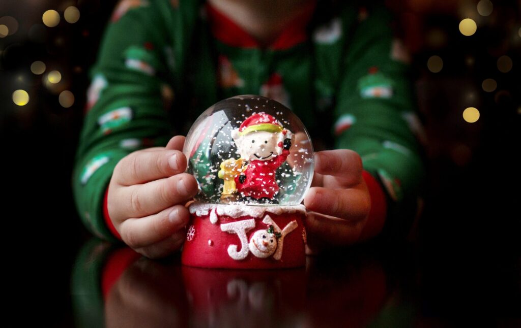 Christmas,Holiday,Snowglobe,Held,By,Child